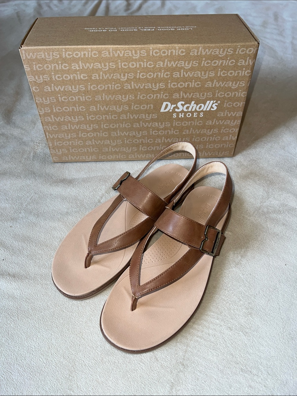 Dr. Scholl's So Chill Brown and Tan Women's Slingback Thong Sandals